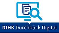 Logo mit Computer und Paragraph, darunter die Schrift DIHK Durchblick Digital