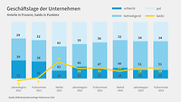 Grafik zur Konjunkturumfrage Jahresbeginn 2023, Geschäftslage