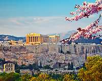 Akropolis in Athen im Frühling